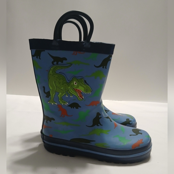 Kids Dinosaur Rain Boots - Blue and Green - Picture 2 of 10